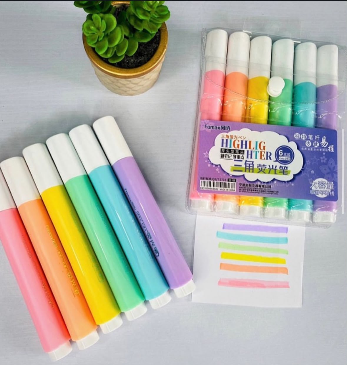 Marca-texto pastel — foto real da loja