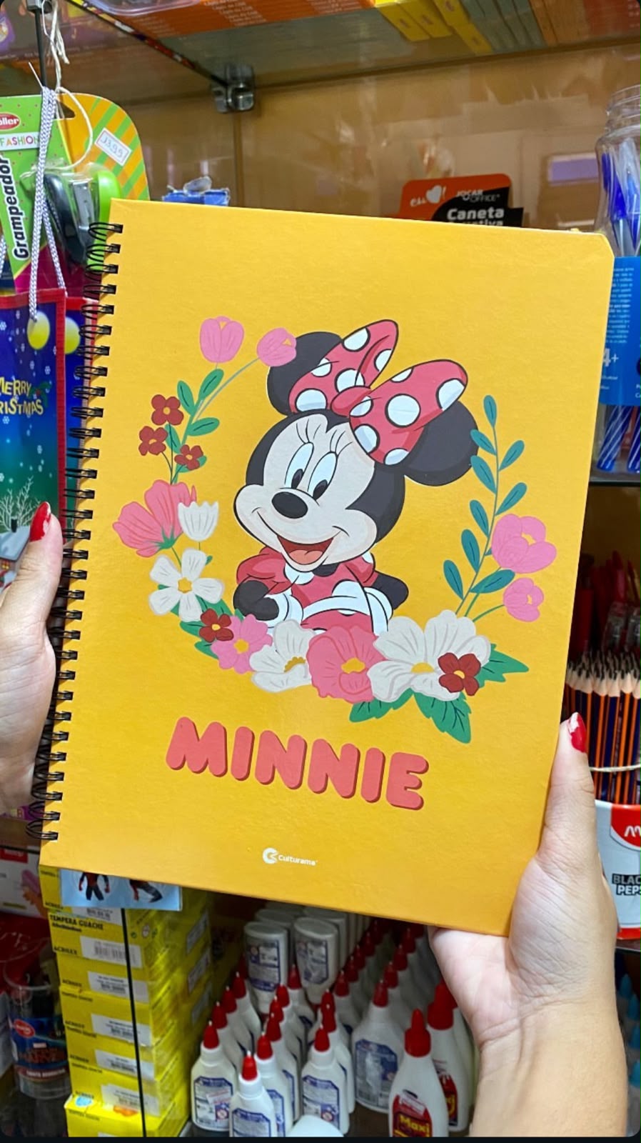 Caderno Minnie — foto real da loja